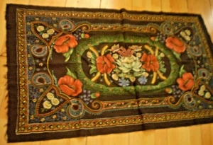 Alfombra de pared vintage antigua pintada a mano tapiz de flores tamaño 29,5 pulgadas x 49 pulgadas - Imagen 1 de 12