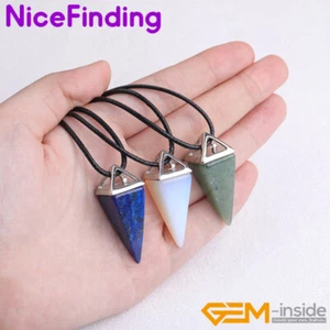 Assorted Stones Pyramid Wand Necklace Enhancer Pendant Beads Jewelry Women Gift - Picture 1 of 40