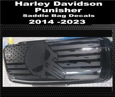 Cbcdecals- Saddlebag Lid Skull Flags Decals  for 14-23  Harley - Image 1 of 4