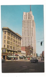 Akron, Ohio mid-century street scene vintage postcard / Jack Lord signs truck - Bild 1 von 2