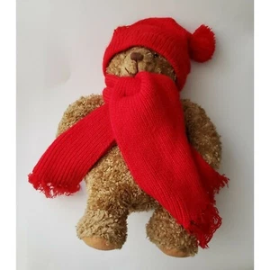 Mary Hamilton Red Scarf Hat Teddy Brown 17" Plush Stuffed Animal - Picture 1 of 6