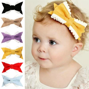 Baby Toddler Kid Girl Stretch Headband Cute Child Bow knot Velvet Elastic Band - Picture 1 of 10