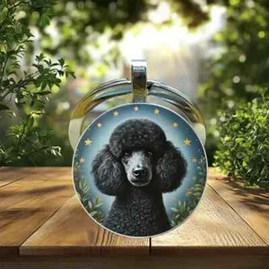 Cute Black Poodle Dog Keychain Key Ring Purse Handbag Car Charm Backpack Bag - Picture 1 of 4