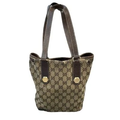 Bolso de Mano Gucci Monograma GG Pequeño Encantador Marrón Perno Herrajes Acento Lujo Foto 1 de 4