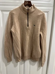 Vineyard Vines Men’s 1/4 Zip Pullover 100% Cashmere Sz L Color Beige - Picture 1 of 14