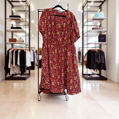 Vestido Draper James RSVP Mujer 2X Rojo Floral Forrado en Niveles Midi BOHO NUEVO SIN ETIQUETAS Foto 1 de 2