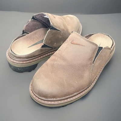 Vintage NIKE US 6.5 EUR 37 Brown Suede Clogs Slip On Shoes Lug Sole _Rare* - Image 1 of 4
