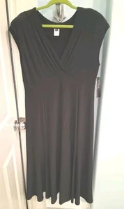 NWT Jones New York V-NECK Empire Black Midi Cocktail Wedding Party Lined Size 16 - Picture 1 of 6