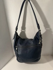 The Sak Sequoia Pebbled Leather Navy Blue Hobo Shoulder Bag Handbag Purse - Picture 1 of 15