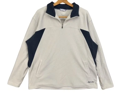 Винтажный молнии болт четверть молнии флис толстовка двухцветный кремовый синий мужской XL - Изображение 1 из 4