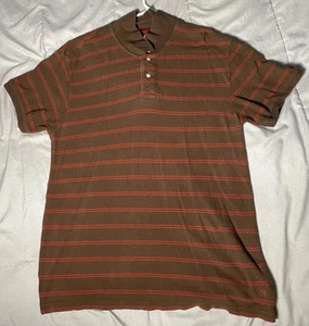 Red Camel Men’s Brown / Red Stripe Short Sleeve Polo Shirt Size XL 100% Cotton - Picture 1 of 6