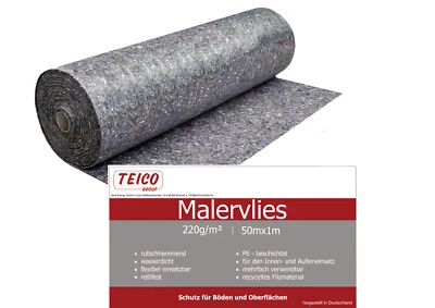 Abdeckvlies, Malervlies, Malerabdeckvlies, 50m² Rolle, 100cm x 50 m, 220g/m² - Bild 1 von 4