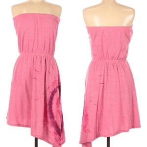 Mudd Strapless Asymmetrical Dress Womens Size M Pink Purple Tie Dye Boho New - Picture 1 of 2