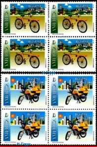 2464-65 BRAZIL 1994 POST, BIKE MOTORCYCLE, UPAEP MI# 2573-74 C-1885-86 BLOCK MNH - Picture 1 of 2