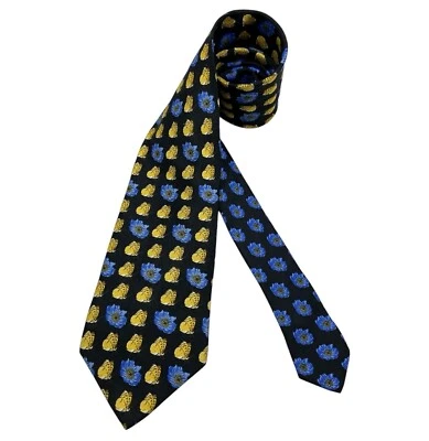 KENZO Black/Blue/Yellow Floral Butterfly Silk LUXURY Tie ITALY  - Image 1 of 4