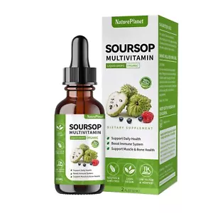 NaturePlanet Soursop Gocce Liquide Multivitaminiche, Soursop Liquido Amaro, Organo... - Foto 1 di 7