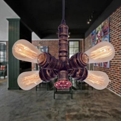 110V 4-Light Iron Chandelier Water Pipe Style Bronze Finish - Image 1 of 4
