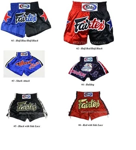 NEW! Fairtex Muay Thai Kickboxing Shorts - Choose - Red Black Blue Gold White - Picture 1 of 8