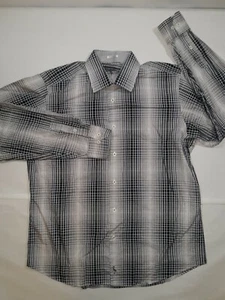 TAILORBYRD Mens Size Large Long Sleeve Button-Front Gray/White/Black Shirt  - Picture 1 of 12