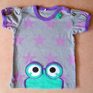 Fred's World T-Shirt allover Sterne und Frosch Gr.80 organic green cotton - Bild 1 von 4