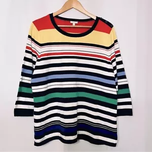 Talbots maritim gestreift Strick 3/4 Ärmel Oberteil 1X adretter Baumwollpullover Küste - Bild 1 von 6