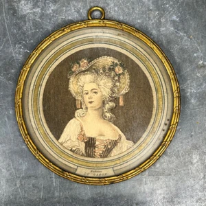 Cadre miniature. Portrait femme madame Dugazon. XIXeme, Chromolithographie - Foto 1 di 7
