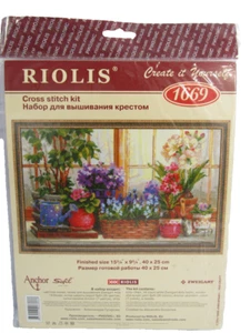 Riolis 1669 Windowsill With Flowers Cross Stitch Kit - Picture 1 of 6
