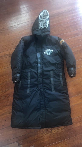 Vintage Pro Player Los Angeles Kings Parka Trench Coat Hooded Jacket Sz. Lg. NHL Cover