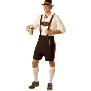 German Bavarian Lederhosen Shorts Mens Oktoberfest Fancy Dress Beer Guy Costume - Picture 1 of 5