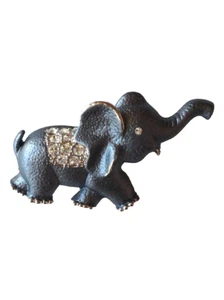 New Elephant Brooch Silver Plated Animal Grey Enamel Crystal Pin Free Shipping  - Picture 1 of 1