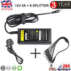 60W AC Adapter with 8-Way Splitter Cable Charger for LED Camera CCTV DVR System