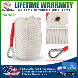 3/4"x200ft Nylon Anchor Rope Twisted Three Strand Marine Boat Dock Mooring Line - Picture 1 of 10