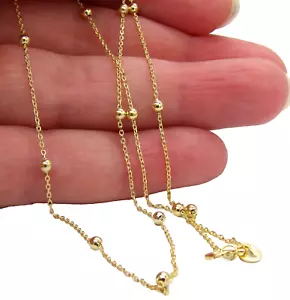 9ct gold yellow gold 18 inch bead necklace chain rolo 2.5mm ball hallmarked new - Picture 1 of 9