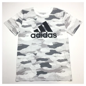 Adidas Boys T Shirt Short Sleeve White Camo Print Adidas Logo Youth Size Large - Picture 1 of 6