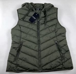RALPH LAUREN Size M Women's Vest Loden Green RLL Hooded Soft Puffer NEW $150 - Picture 1 of 5