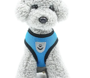 Arnés de malla azul acolchado suave cachorro mascota perro transpirable cómodo S M L - Imagen 1 de 4