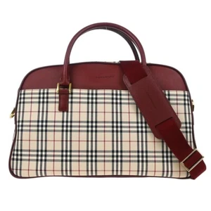 Burberry Beige Bordeaux Burberry Check 2way Handbag 184963 - Picture 1 of 10