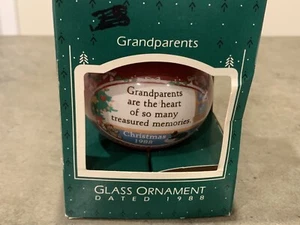 Vintage Hallmark Keepsake Glass Ball Ornament Christmas Grandparents 1988 - Picture 1 of 2