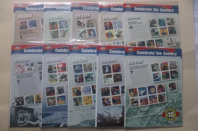 Celebrate the Century Stamp Sheets all ten 1900s-1990s United States America - Image 1 of 4