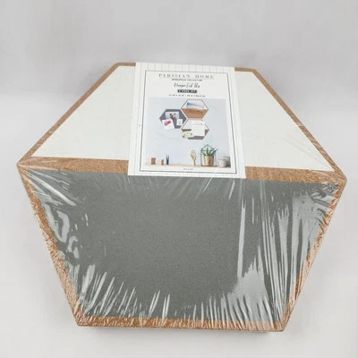Hexagon Cork Board 3 Tiles Pin Board Painted Design Gray Wall Art Organizer - Image 1 of 4