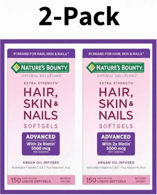 Nature's Bounty 2 PACK - Hair Skin Nails Extra Strength Biotin/Exp. 5/2026+ - Image 1 of 3