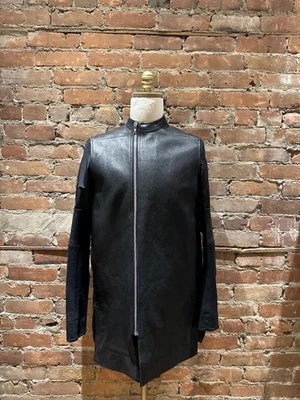 Chaqueta de lana de cuero Rick Owens con parches en el codo Foto 1 de 4