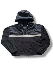 Men’s Tommy Hilfiger Cropped Hoodie Fleece L Navy/Black Jacket Pullover Winter - Picture 1 of 8