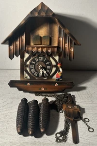 Vintage Wooden German Cuckoo Clock with Dancers AS-IS! - Picture 1 of 11