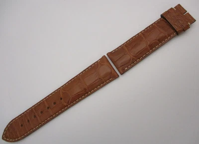 Correa de reloj de cuero de cocodrilo marrón genuino de 22 mm x 20 mm 115 + 75 Foto 1 de 4