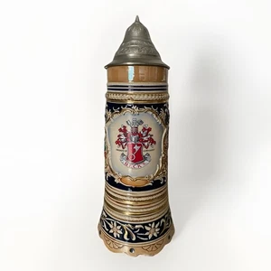 Becks Large Stein with Pewter Lid – M/R 300-Porcelain Ceramic Breweriana - Picture 1 of 14