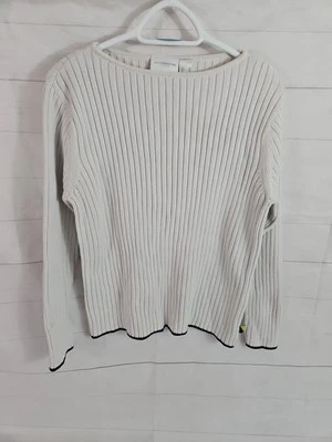 Suéter Pullover Liz Claiborne Mujer Talla XL Cuello Barco 100% Algodón Beige Foto 1 de 4