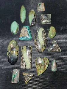 WOW!!! Carico Lake Turquoise Cabochons Backed 15 pieces 326.30 carats total - Picture 1 of 6