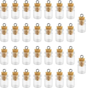 30 Stück Mini Kleine Glasflaschen mit Korkdeckel und Aufhängelöchern, 1ml Glas M - Bild 1 von 6