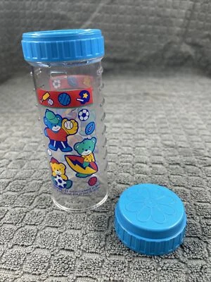 Vtg Playtex Nurser Flat Top Drop In 8oz Baby Bottle W/ Lid Sports Bears 90s Blue - Image 1 of 4